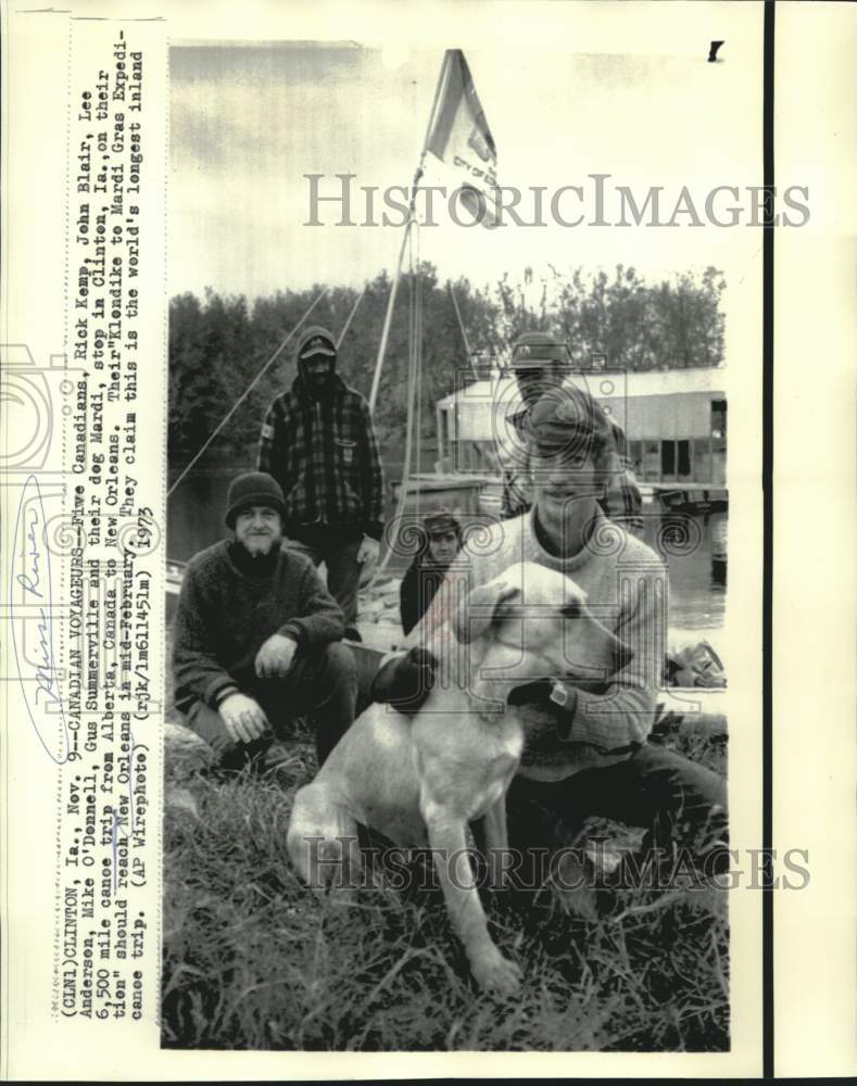 1973 Canadians stop in Iowa on canoe expedition to New Orleans - Historic Images