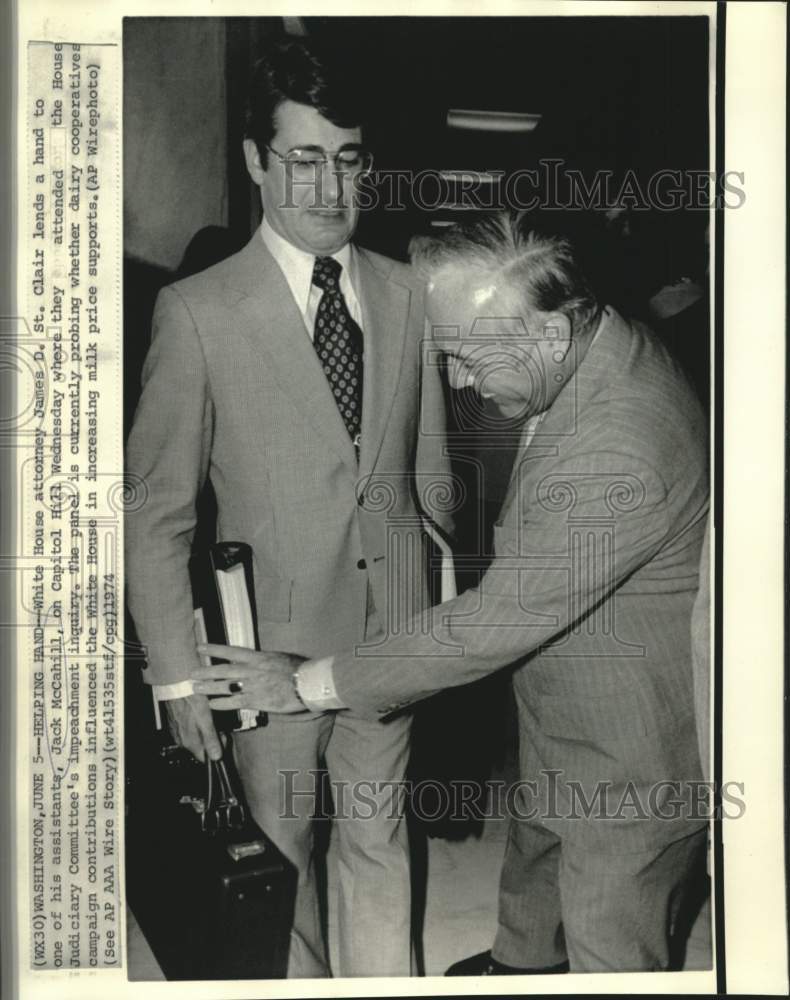 1974 White House attorney James St.Clair with McCahill at inquiry - Historic Images