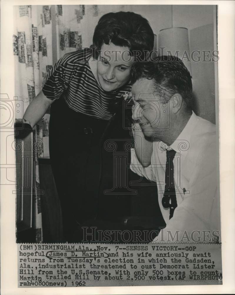 1962 GOP hopeful James Martin and wife await election results in AL - Historic Images