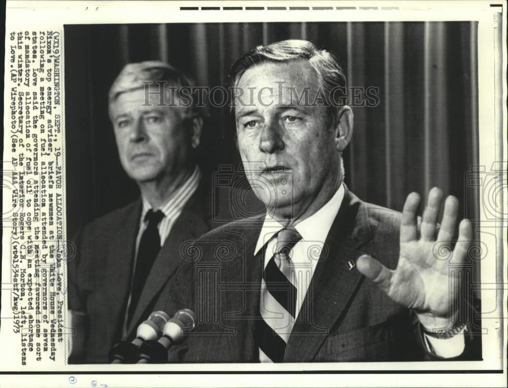 1973 John Love and Rogers Morton at Washington news conference - Historic Images