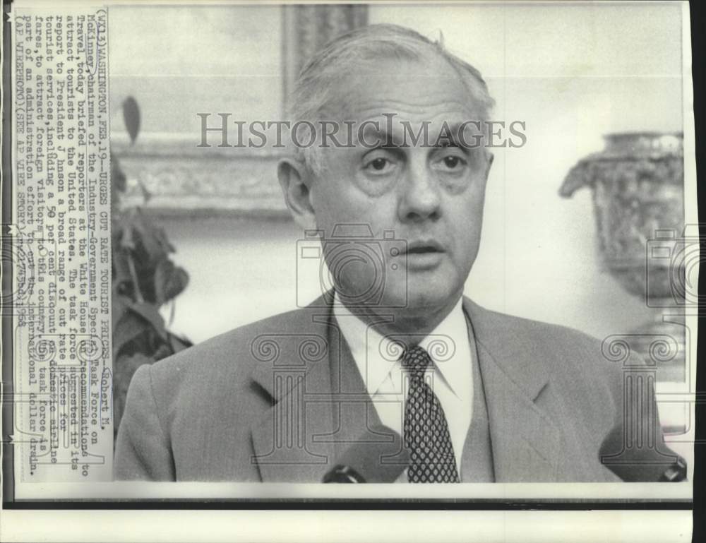 1968 Travel task force chairman McKinney briefed reporters - Historic Images