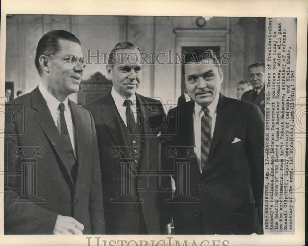 1961 Robert McNamara and other Defense Department nominees pose - Historic Images