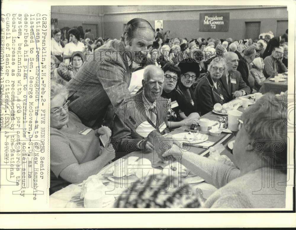 1972 Five hundred senior citizens listen to Senator McGovern in NH - Historic Images