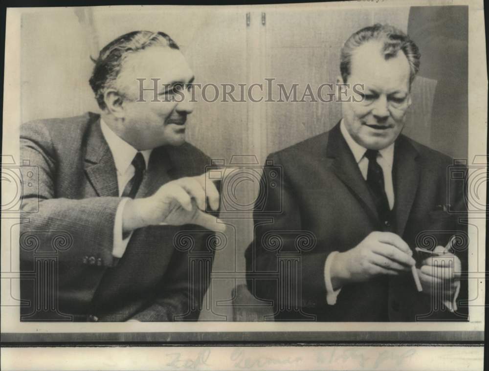 1966 West and East Germany&#39;s officials, Mende and Brandt confer - Historic Images