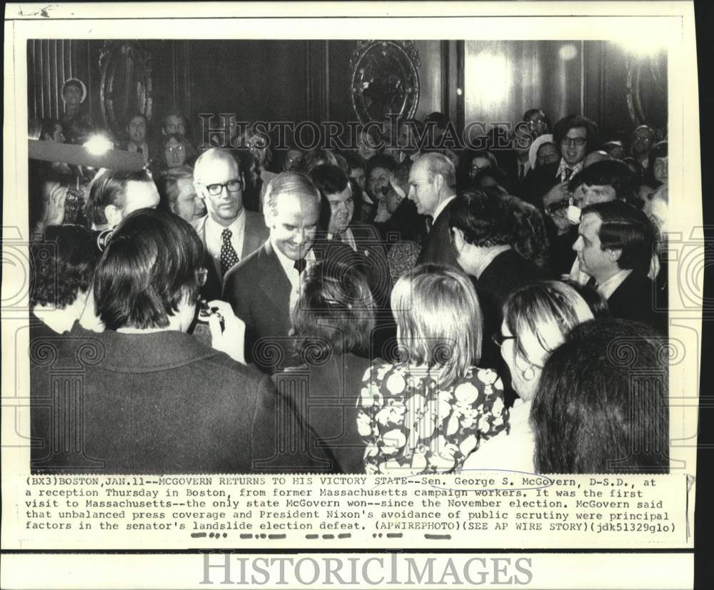 1973 Senator George McGovern with MA campaign workers at reception - Historic Images
