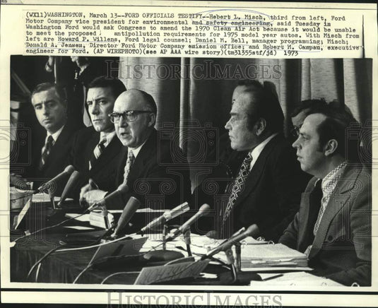 1973 Press Photo Herbert Misch and Ford officials testify at Congress - Historic Images