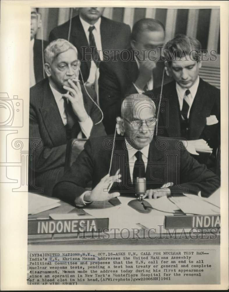 1961 India&#39;s V.K. Krishna Menon ask UN for nuclear test ban - Historic Images