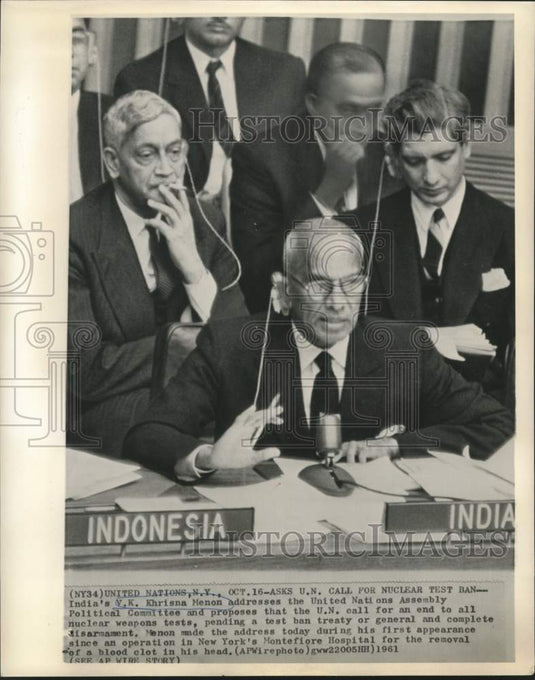 1961 India's V.K. Krishna Menon ask UN for nuclear test ban - Historic Images