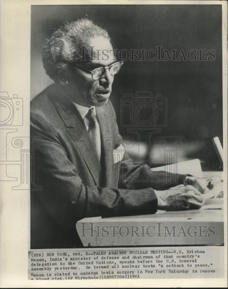 1961 India&#39;s V.K.Krishna Menon  speaks at United Nations Assembly - Historic Images