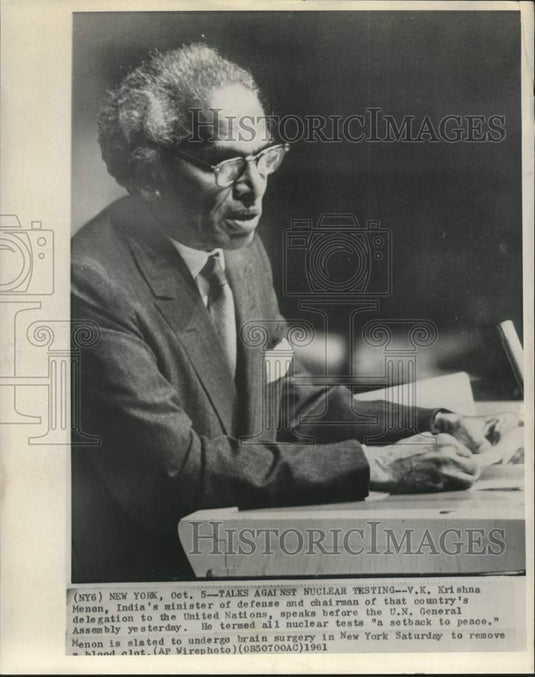 1961 India's V.K.Krishna Menon  speaks at United Nations Assembly - Historic Images