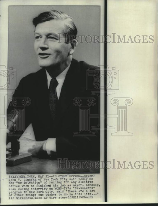 1967 Press Photo New York City Mayor Lindsay on "Newsmakers." - Historic Images
