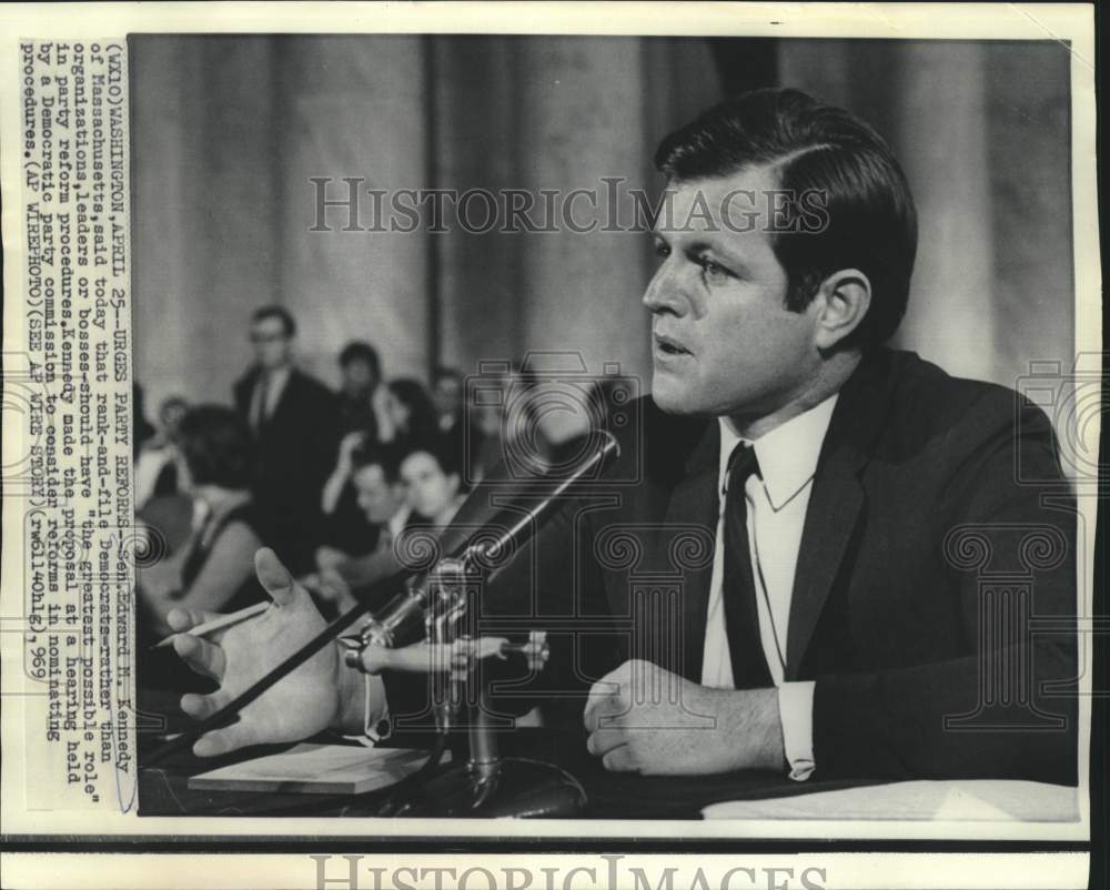 1969 Senator Edward Kennedy at Democratic party reform commission - Historic Images