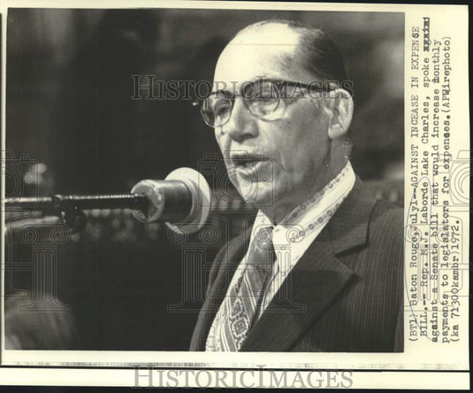 1972 Louisiana Representative Laborde spoke against expense increase - Historic Images