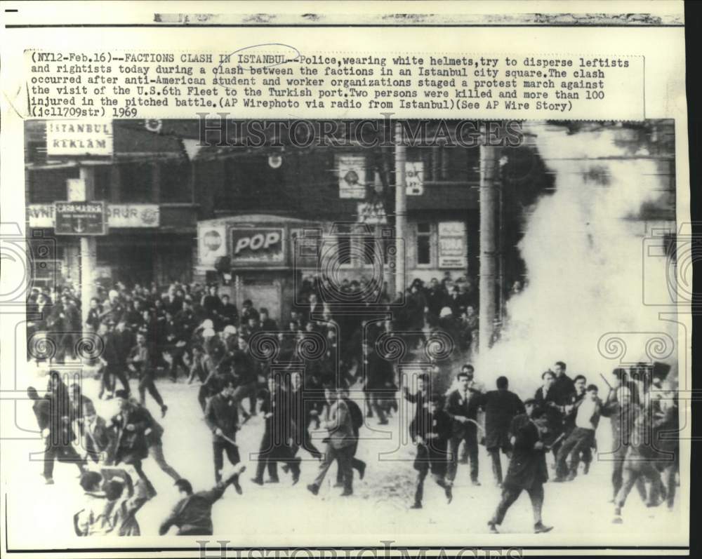 1969 Police disperse clashing factions in Istanbul, Turkey - Historic Images