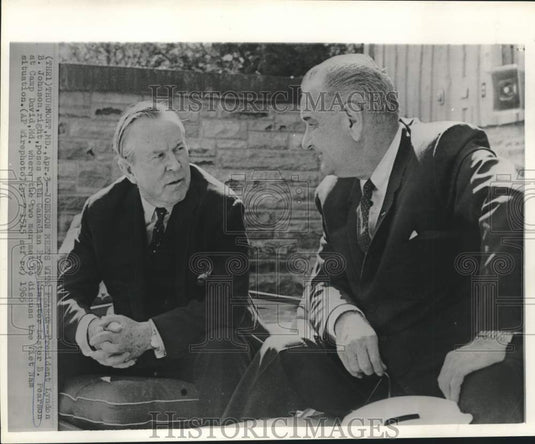 1965 Press Photo President Johnson and Canada's Pearson meet at Camp David, MD - Historic Images