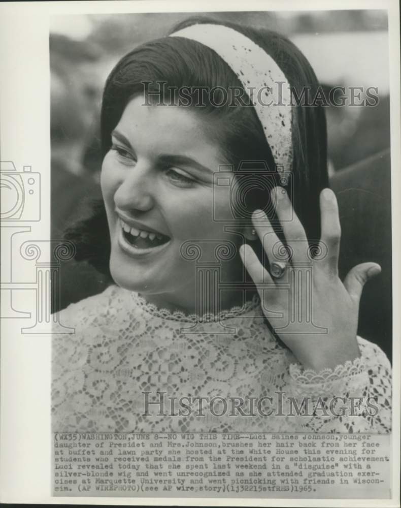 1965 Press Photo Luci Johnson hosts buffet and lawn party at White House - Historic Images