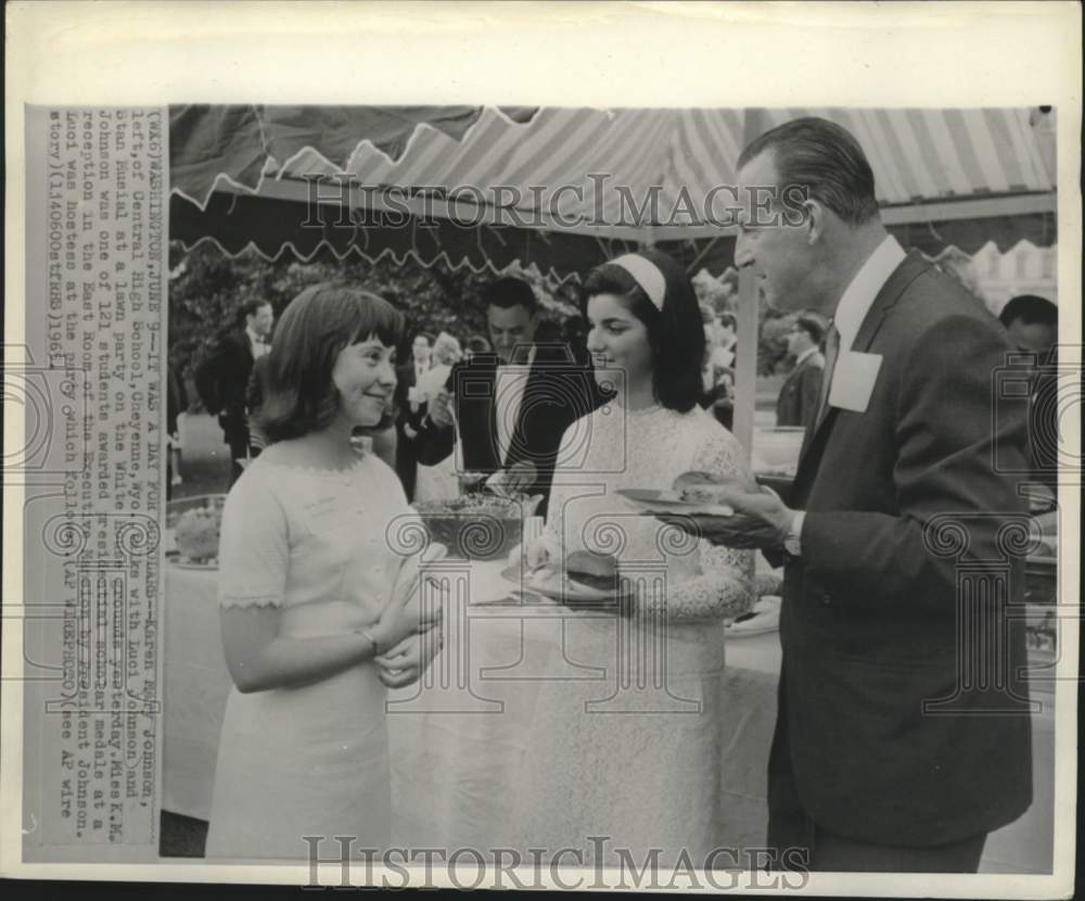 1965 Karen Mary Johnson, Stan Musial and Luci Johnson at White House - Historic Images