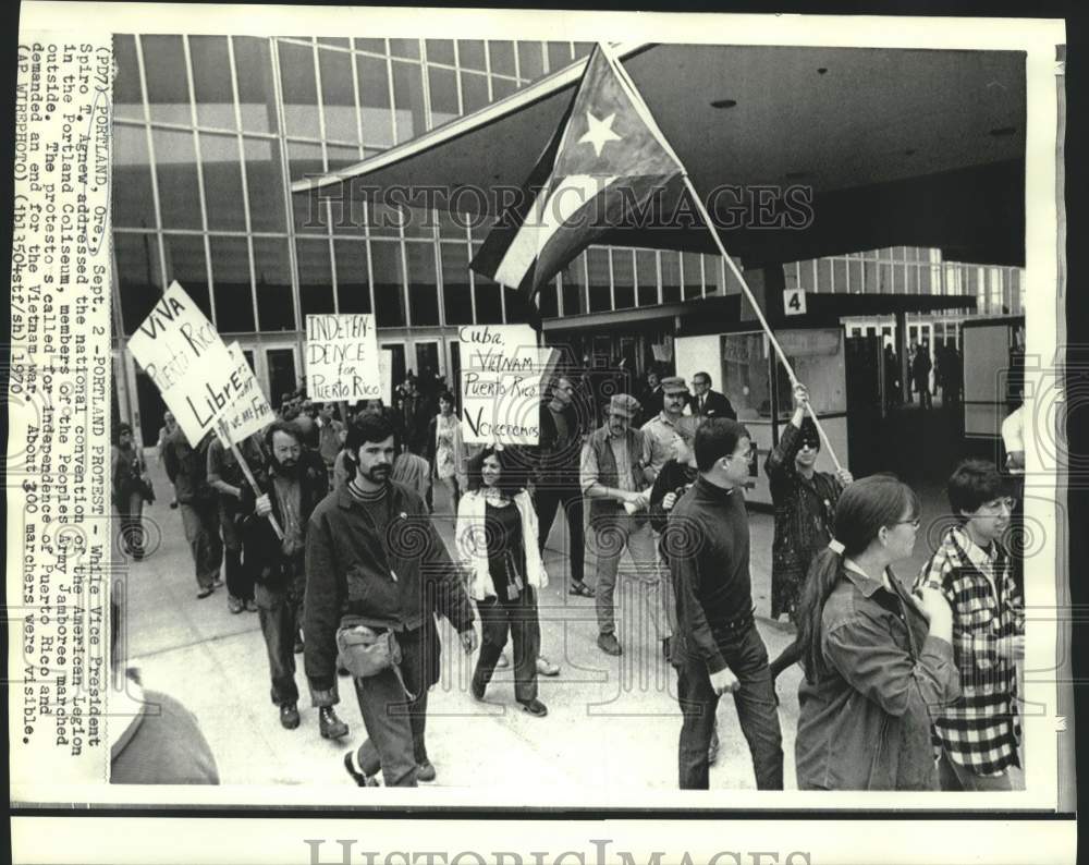 1970 People&#39;s Army Jamboree marches outside Portland Coliseum - Historic Images