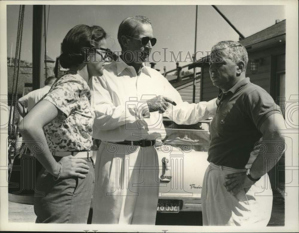 1962 Emil Mosbacher and wife with Vic Romagna in Newport, RI - Historic Images