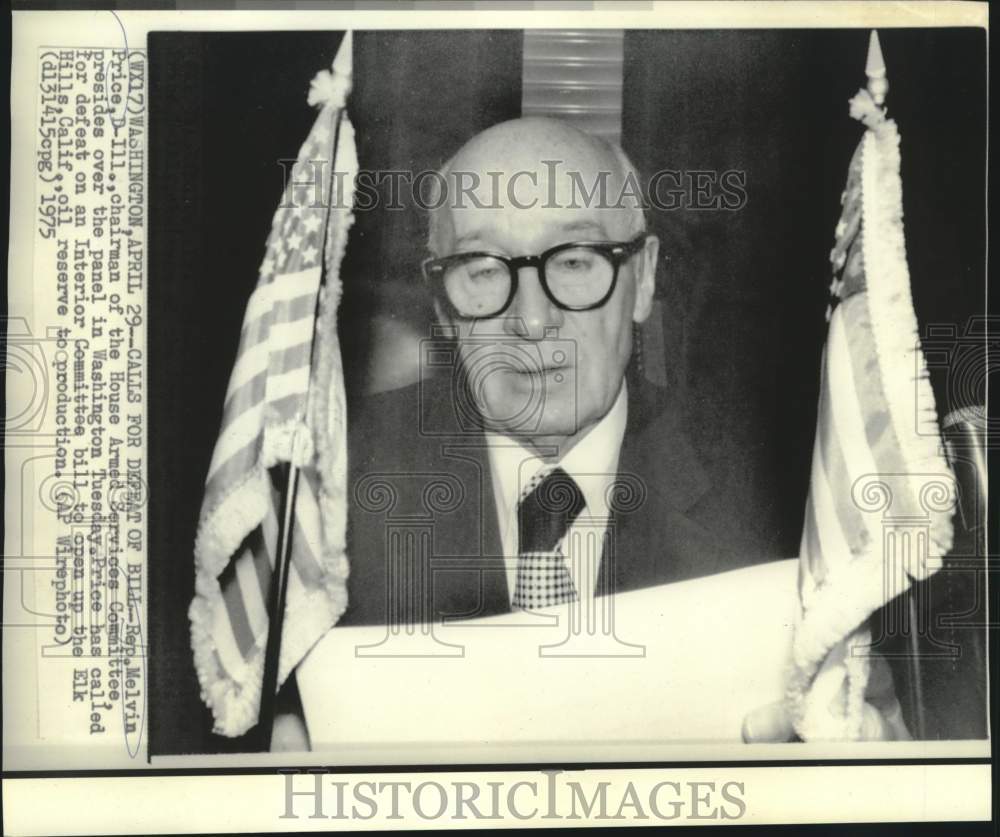 1975 Press Photo House Armed Services&#39; Melvin Price presides in Washington-Historic Images