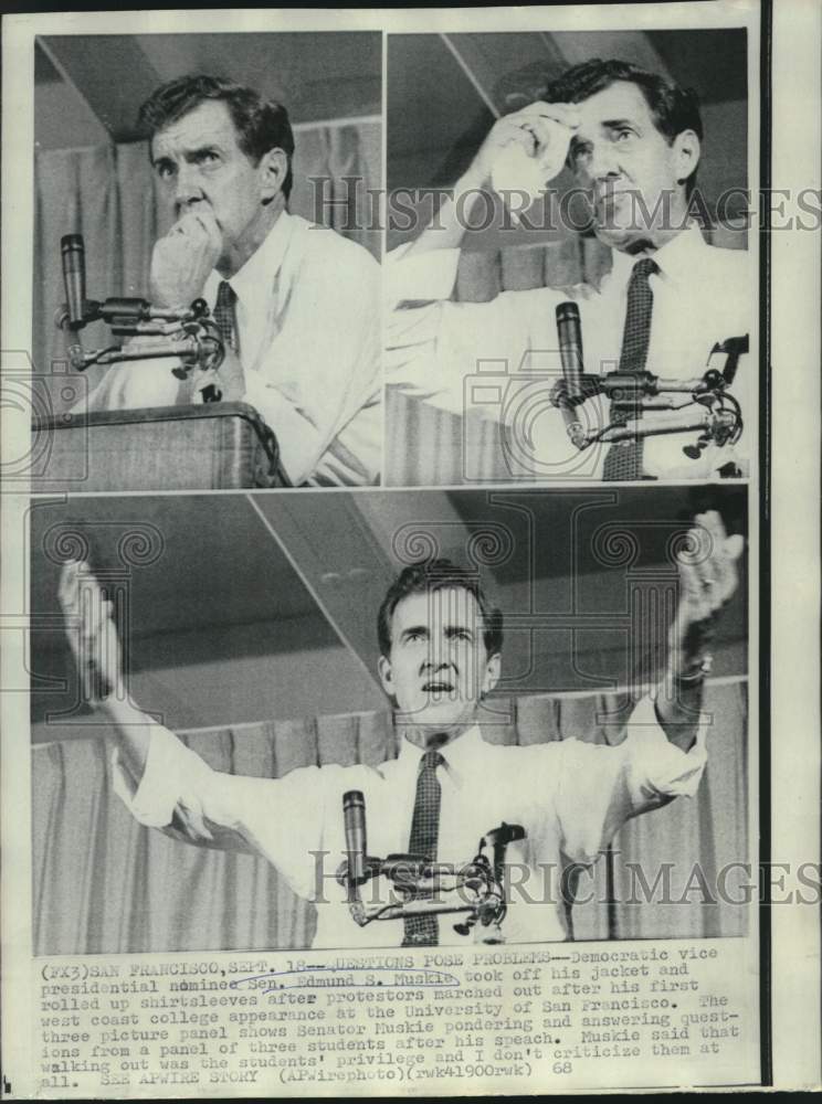 1968 Press Photo Vice Presidential nominee Edmund Muskie with USF students-Historic Images