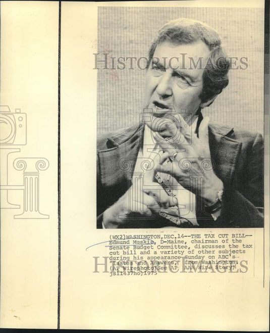 1975 Press Photo Edmund Muskie appears on ABC's "Issues and Answers."-Historic Images