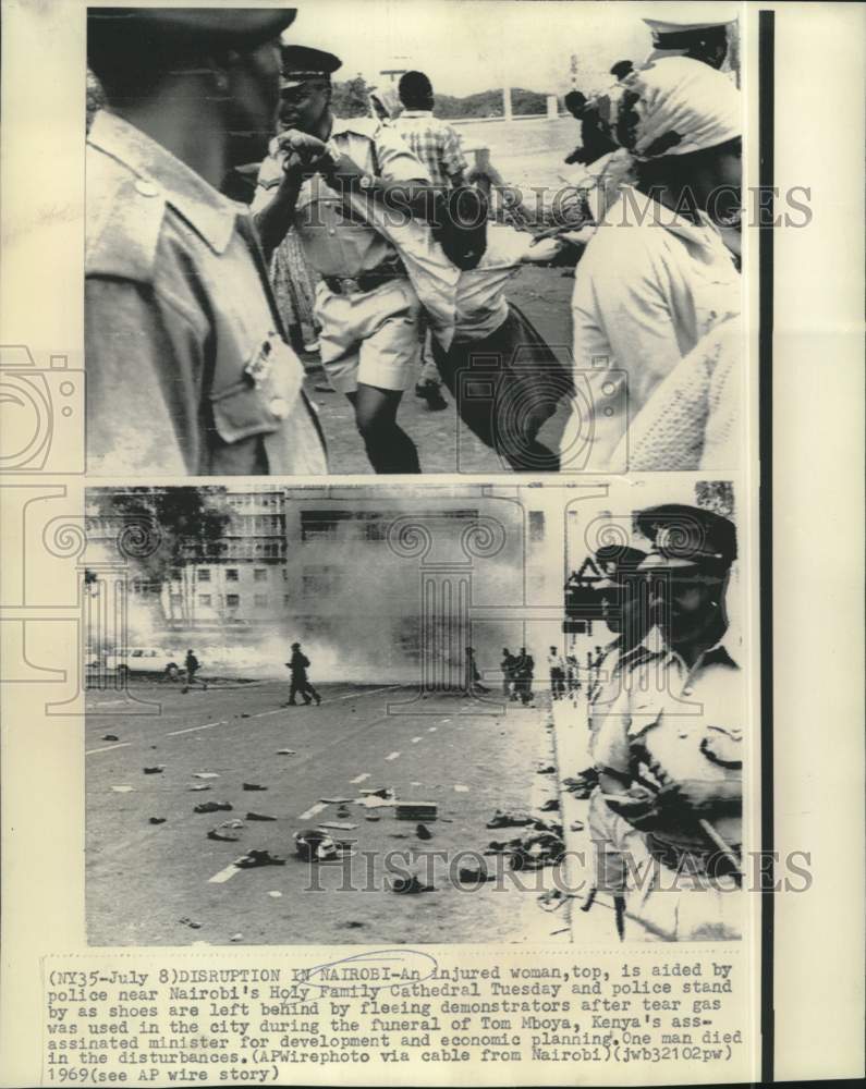 1969 Press Photo Chaotic scenes after the funeral of Tom Mboya in Nairobi, Kenya- Historic Images