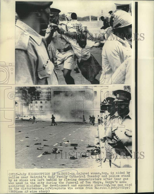 1969 Press Photo Chaotic scenes after the funeral of Tom Mboya in Nairobi, Kenya- Historic Images