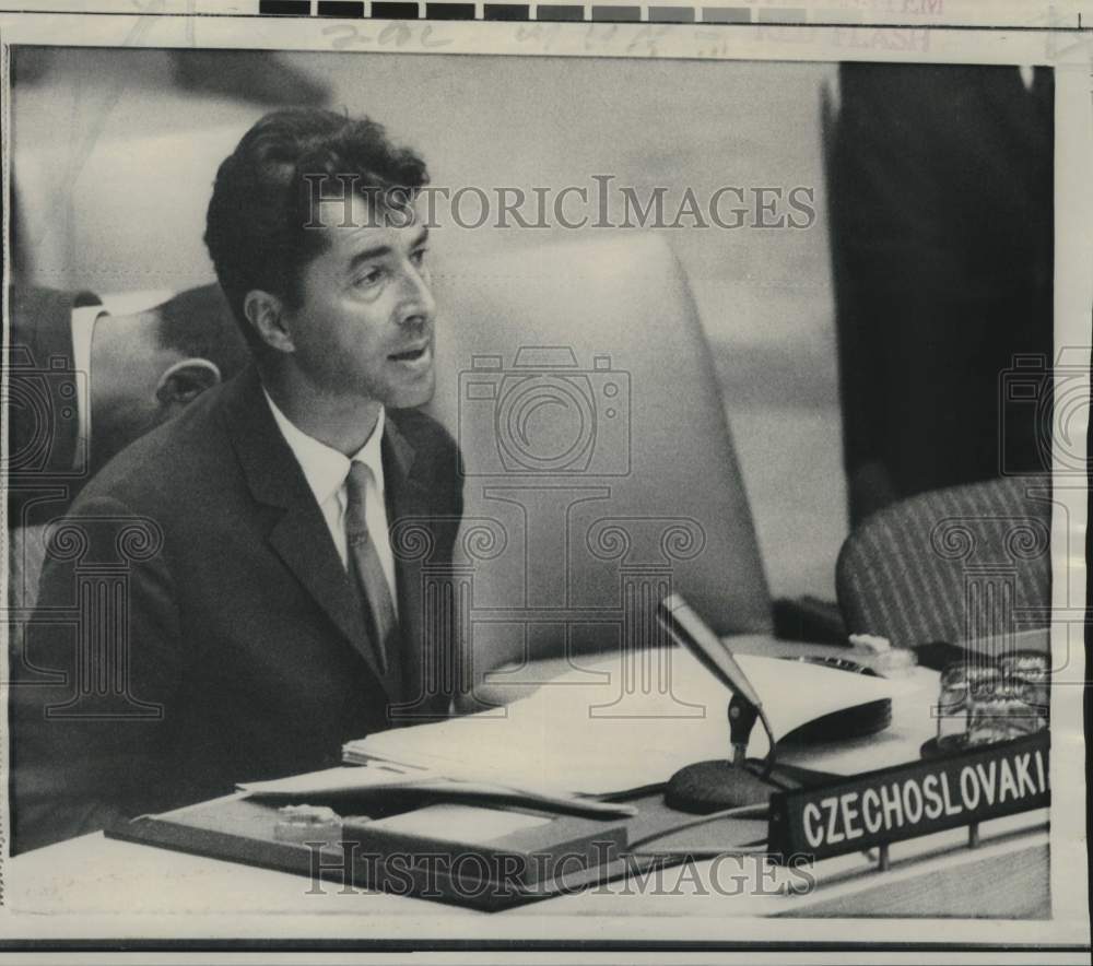 1968 Press Photo Czech Jan Musik speaks at UN&#39;s Security emergency session-Historic Images