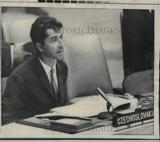 1968 Press Photo Czech Jan Musik speaks at UN's Security emergency session-Historic Images
