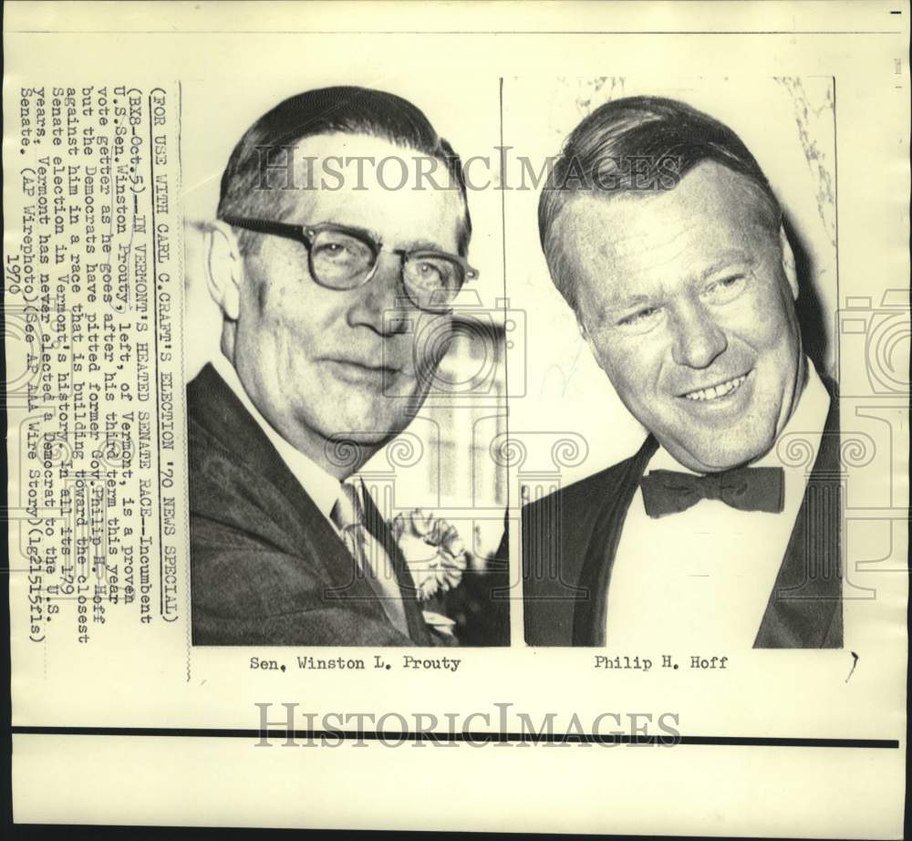 1970 Press Photo Vermont&#39;s Senator Winston Prouty goes after third term-Historic Images