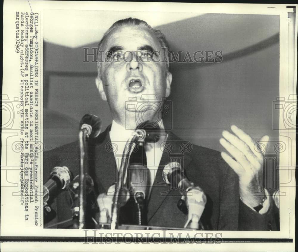 1969 Press Photo French Presidential Candidate Georges Pompidou Campaigns, Paris-Historic Images