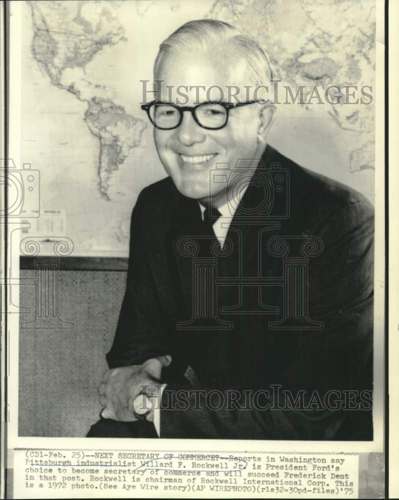 1972 Press Photo Pittsburgh industrialist Willard F. Rockwell, Jr. - now39083-Historic Images