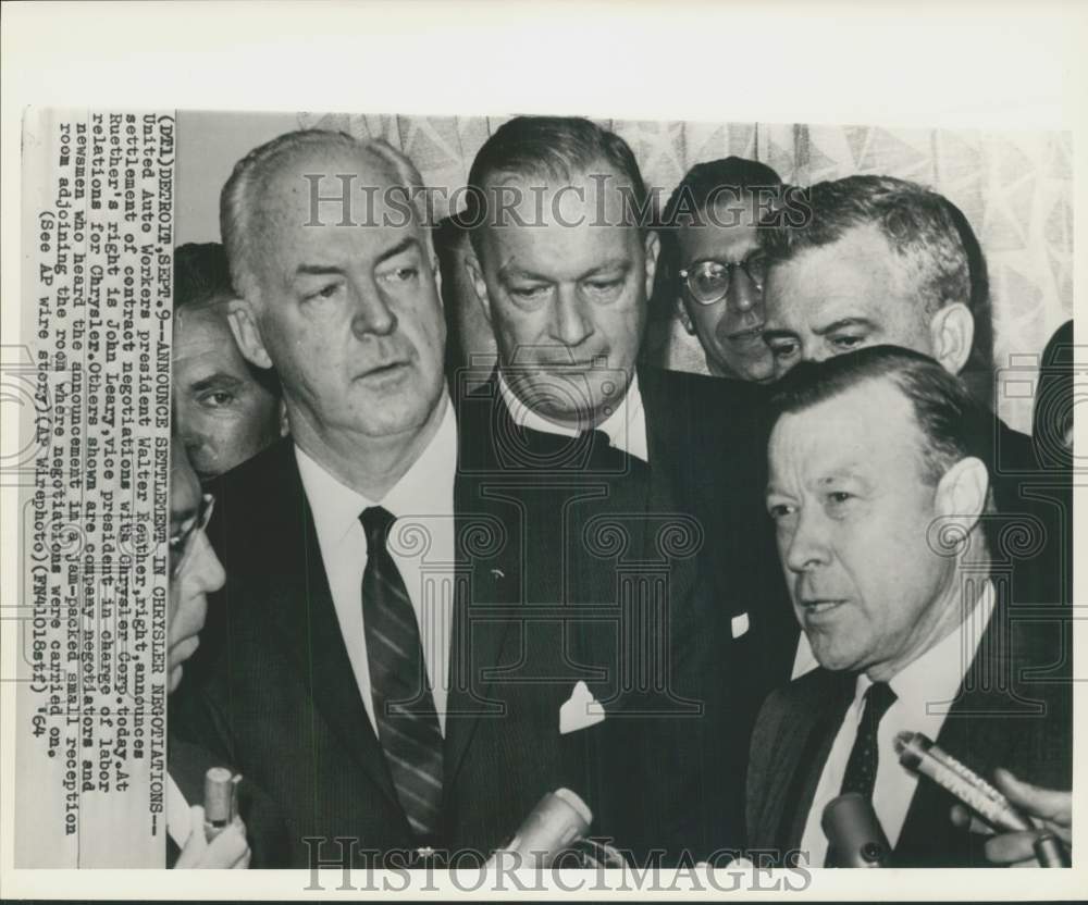 1964 UAW President Walter Reuther and labor officials in Detroit ...