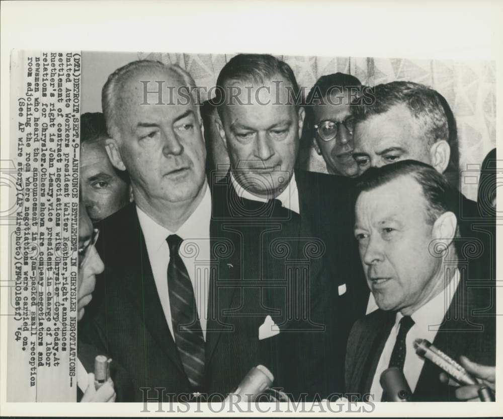 1964 UAW President Walter Reuther and labor officials in Detroit - Historic Images