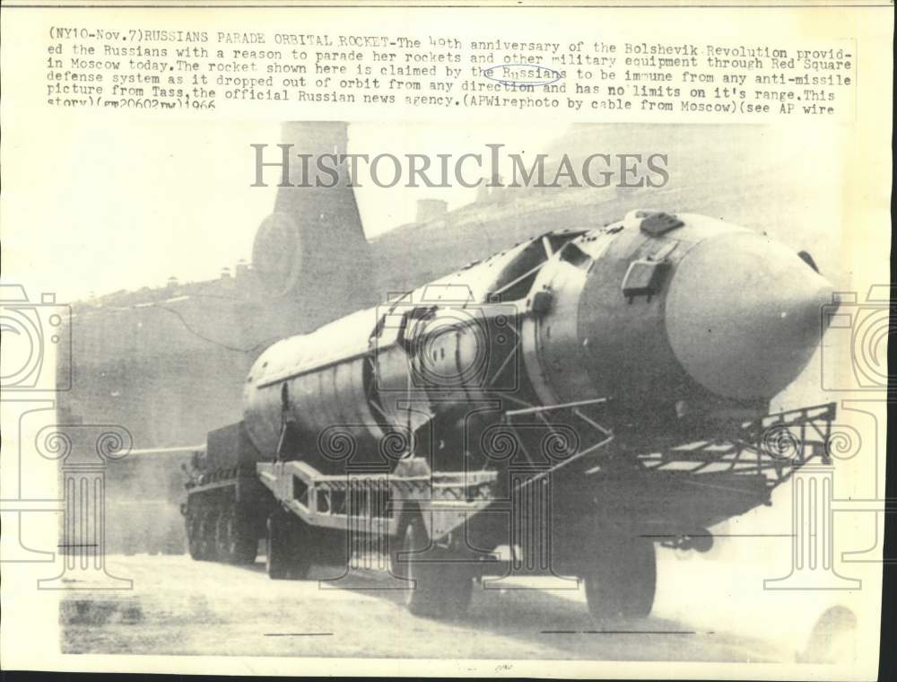 1966 Press Photo A rocket travels through Red Square during a parade, Moscow-Historic Images