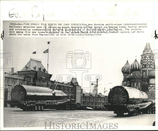 1964 Press Photo Intercontinental Ballistic Missiles in Moscow Parade-Historic Images