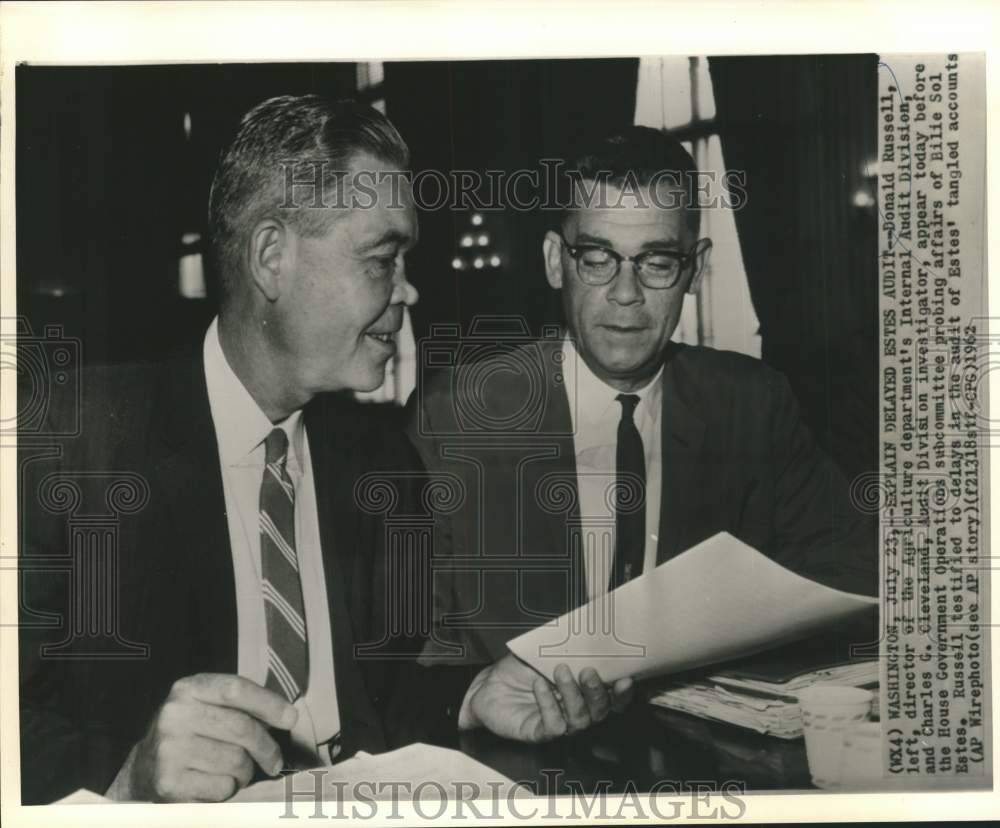 1962 Press Photo Agriculture Department Officials Explain Estes Audit Delay-Historic Images