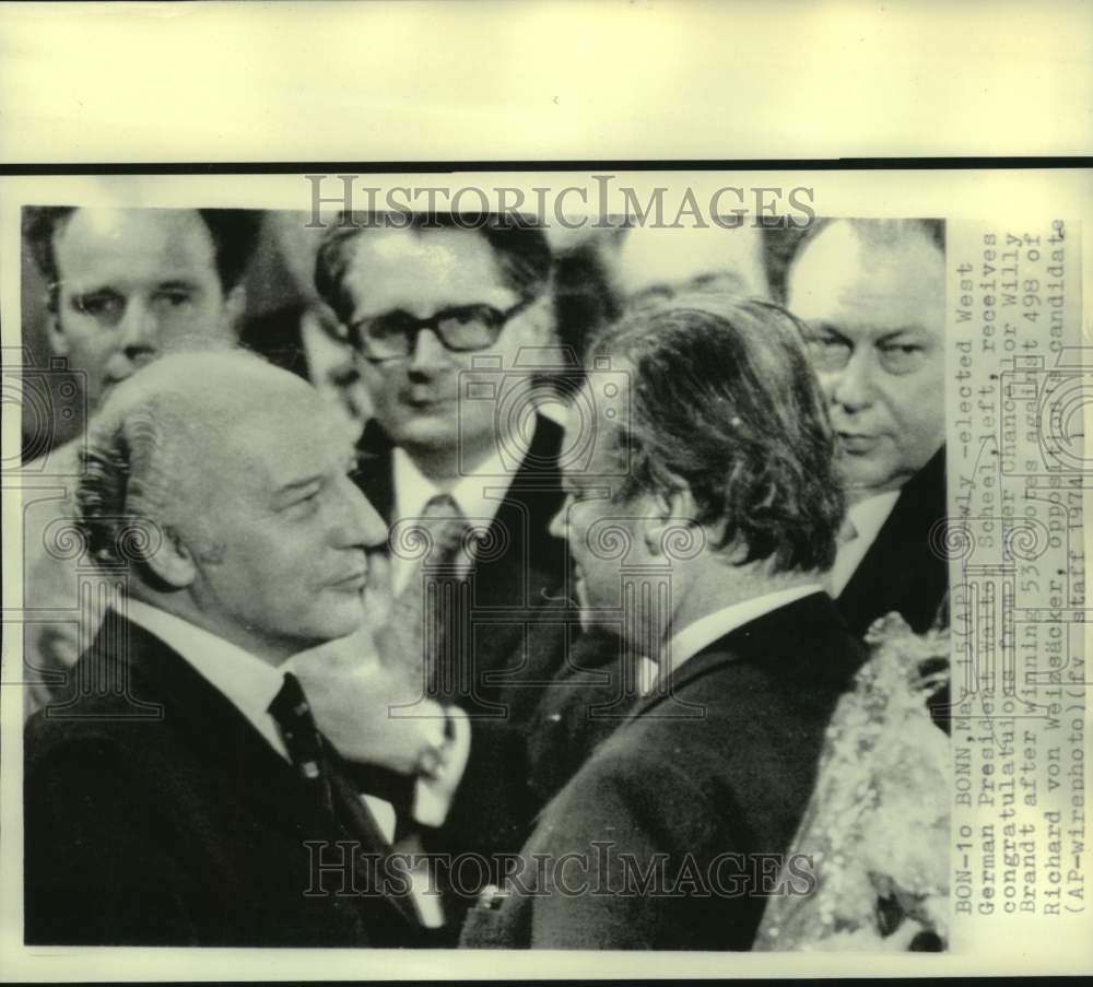 1974 Press Photo New West German President Walter Scheel Congratulated-Historic Images