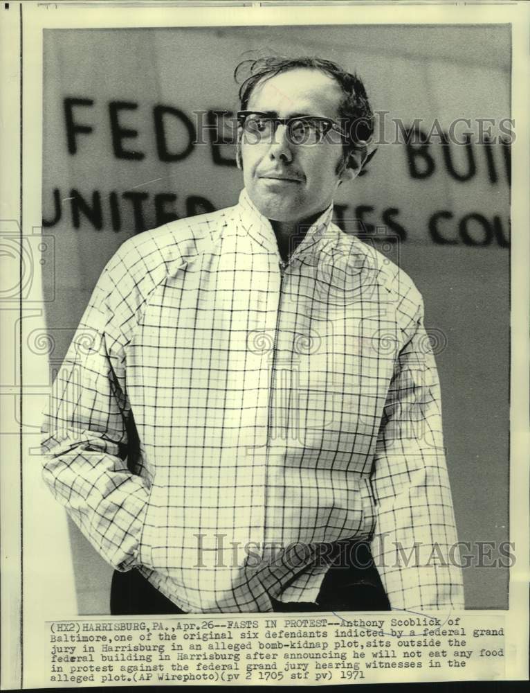 1971 Press Photo Bomb-Kidnap Plot Defendant Anthony Scoblick, Harrisburg-Historic Images