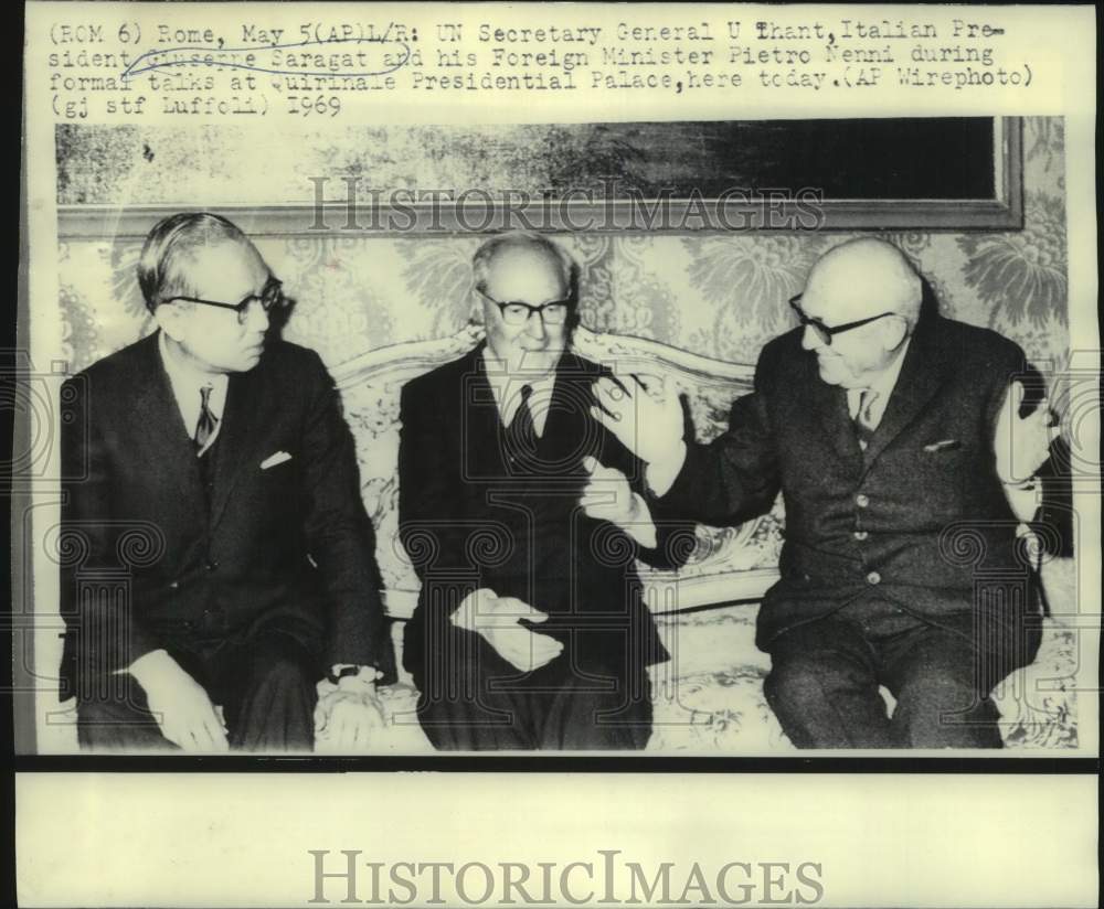 1969 United Nations&#39; U Thant Meets with Italian Leaders, Rome - Historic Images