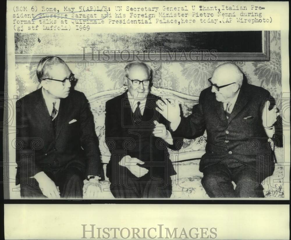 1969 United Nations' U Thant Meets with Italian Leaders, Rome - Historic Images