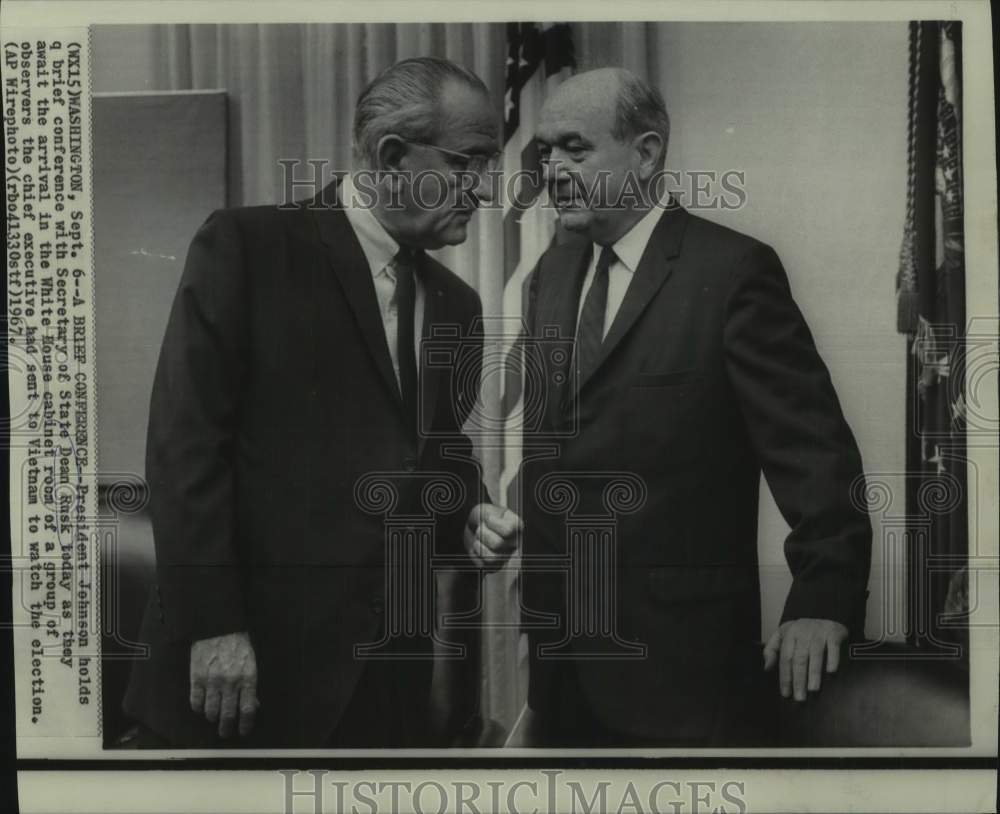 1967 President Johnson, Secretary of State Rusk Confer, White House-Historic Images