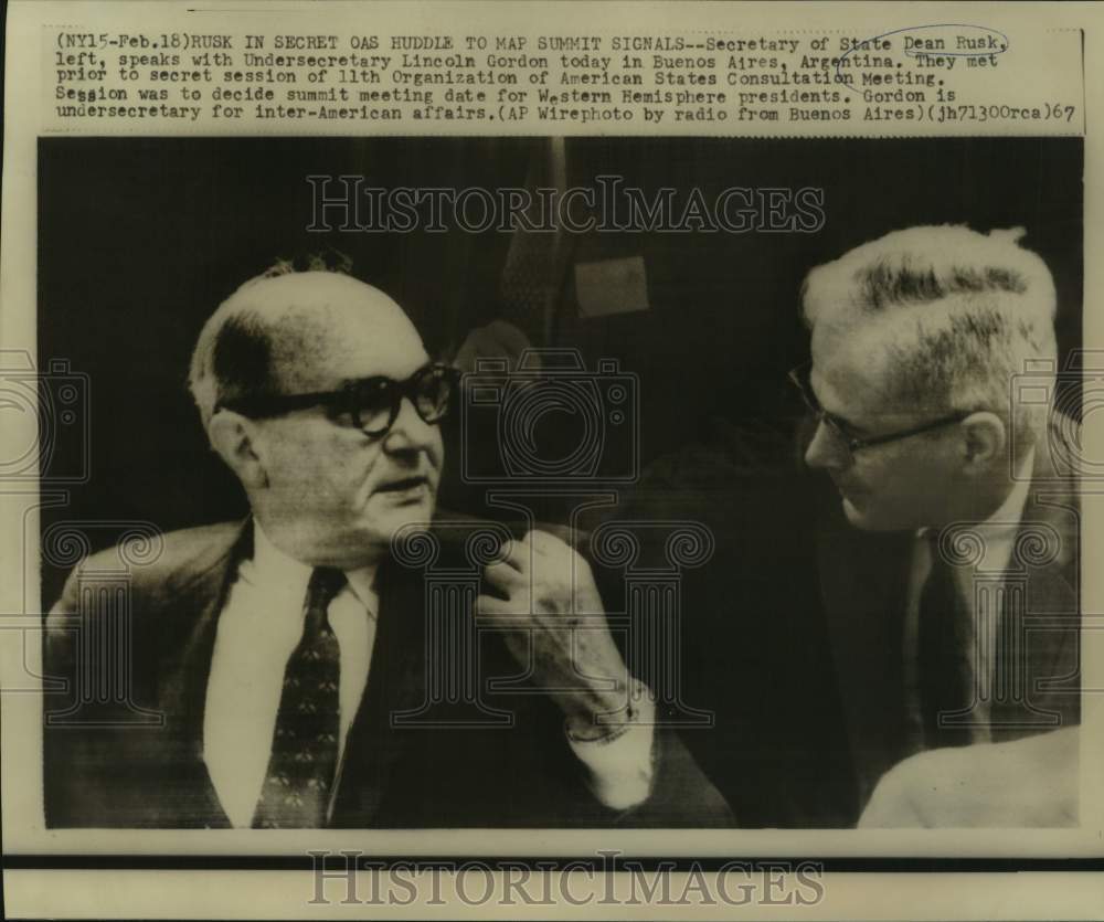 1967 Secretary of State Rusk, Undersecretary  Gordon Talk, Argentina - Historic Images