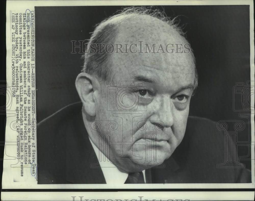 1968 Secretary of State Dean Rusk before Senate Committee-Historic Images