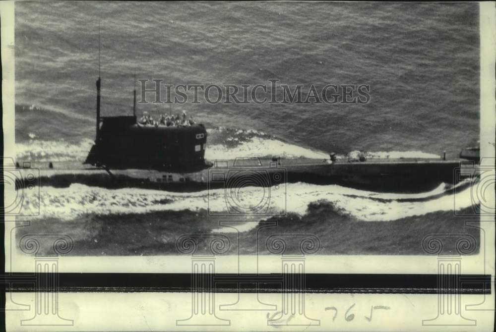 1969 Press Photo Soviet Submarine Heads Past Cape Kennedy, Florida - now41385- Historic Images