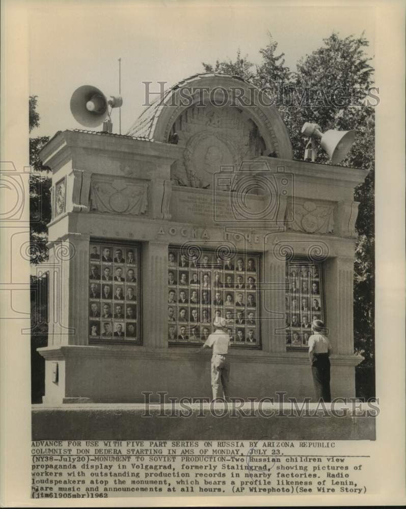 1962 Russian Children View Propaganda Display, Volgagrad, Russia-Historic Images