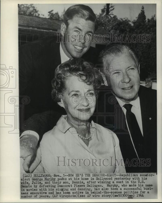 1964 Press Photo California Senator-elect George Murphy & Family, Hollywood - Historic Images