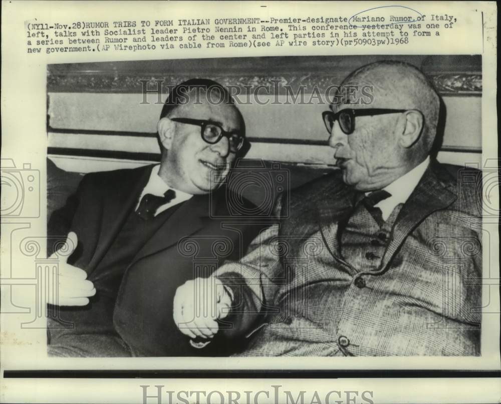 1968 Press Photo Italy&#39;s Premier-designate Meets Socialist Leader on Government - Historic Images