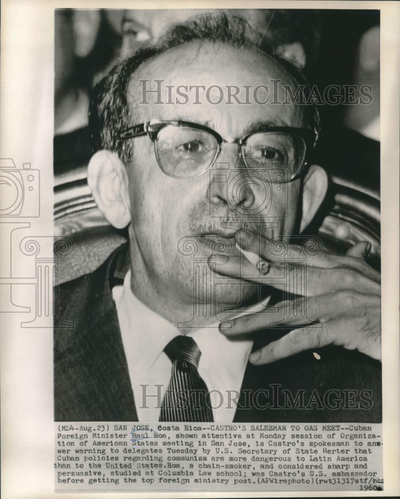 1960 Cuba's Foreign Minister Raul  Roa at OAS session in San Jose.-Historic Images